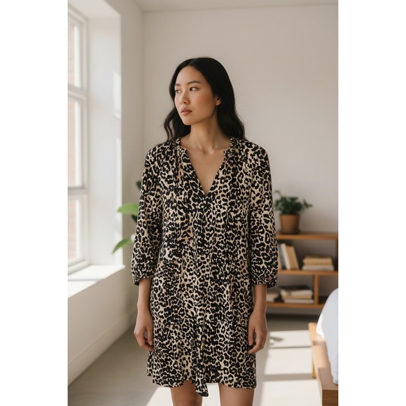 caralynmirand The Drop Dresses & Skirts - Caralynmirand The Drop Women's Leopard Print V Neck 3/4 Sleeve Casual Dress XL